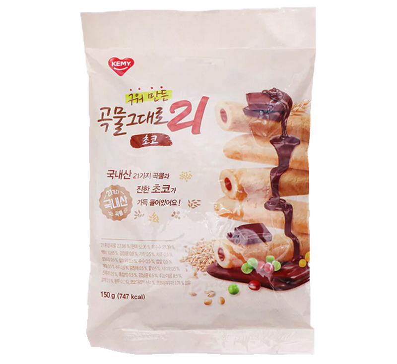 KEMY Crispy Roll 21Grain Rice Cracker Choco 5.29oz (150g)